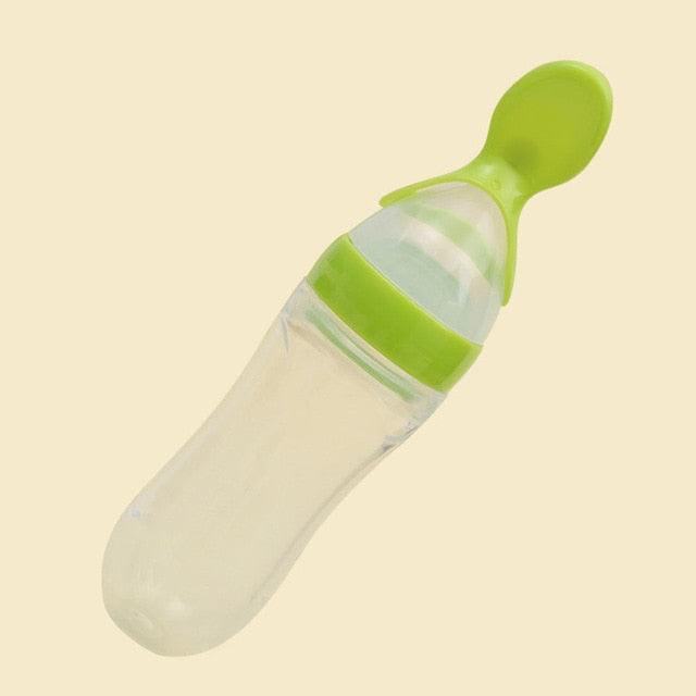 Infant Baby Squeezing Feeding Bottle With Spoon